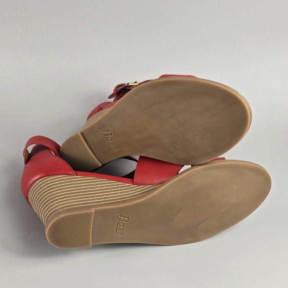 Bass Women’s Red Wedge Strappy Sandals Size 8M - Picture 6 of 8